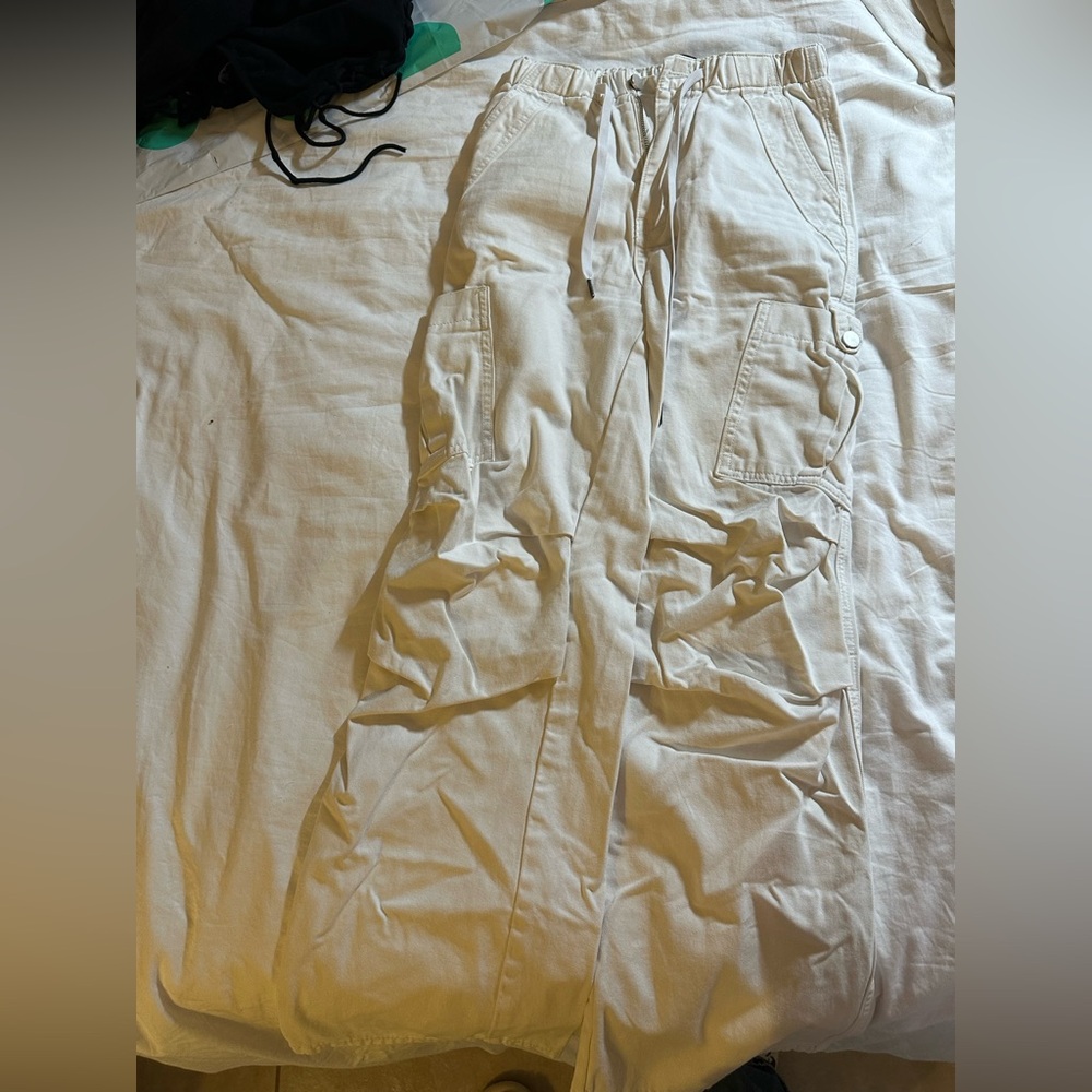 DENIM DRAWSTRING CARGO PANTS